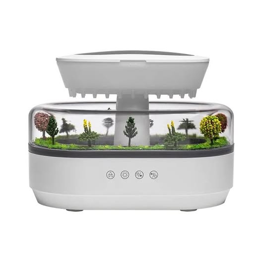 Rain Fragrance Oil Defuser Smart Cool Mist White Noise Micro Plant Landscape Raindrop Air Humidifier Aroma Diffuser With Ce Rohs