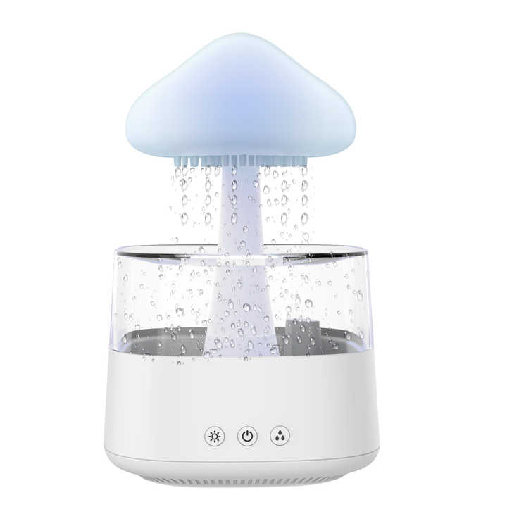 Customize Crisp Water Drip Sound Cloud Raindrop Humidifier Adjustable Water Flow Speed 7 Color Light Rain Frop Cloud Humidifier  (ক্রিস্প রেইনড্রপ হিউমিডিফায়ার | ৭ কালার লাইট ও অ্যাডজাস্টেবল ওয়াটার ফ্লো সহ ক্লাউড হিউমিডিফায়ার )